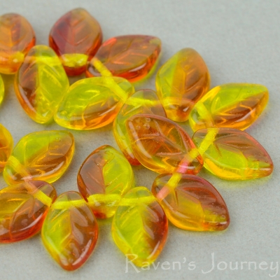 Medium Leaf (12x8mm) Fuchsia Yellow Mix Transparent-osx