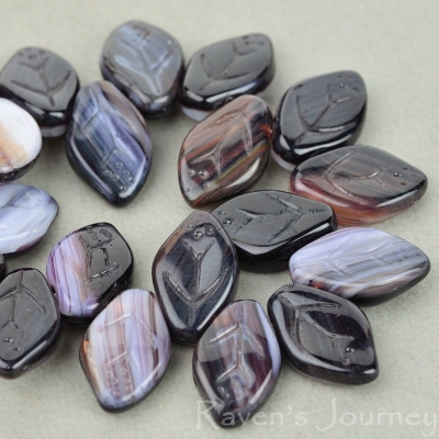 Medium Leaf (12x8mm) Jet White Topaz Mix Opaque Transparent