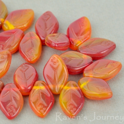 Medium Leaf (12x8mm) Red Yellow Mix Opaline-osx