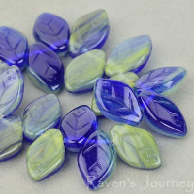 Medium Leaf (12x8mm) Cobalt Sage Green Mix Opaque-osx