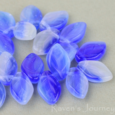 Medium Leaf (12x8mm) Cobalt Milky White Crystal Mix Opaline Transparent