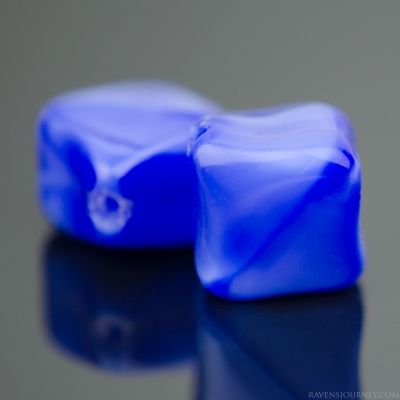 Diagonal Hole Cube (9x7mm) Blue Silk-osx