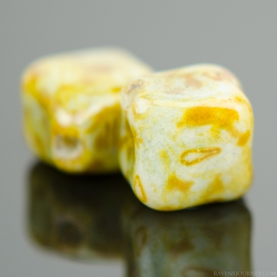 Diagonal Hole Cube (9x7mm) Greenstone Finish-osx