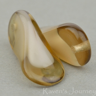 Duckbill (9x18mm) Topaz Transparent with Opaque White Core, 110 LOOSE Beads per Unit  *Last Unit Remaining*