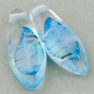 Large Dagger (17x7mm) Aqua Blue White Mix Opaque Transparent-osx