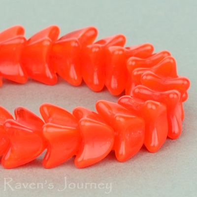 4 Point Bellflower Cap (5x7mm) Orange Opaline, 11 Strands of 25 Beads per Unit *Last Unit Remaining*