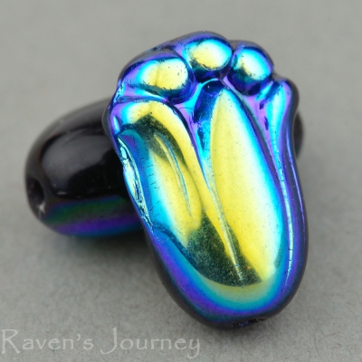 Tulip (12x8mm) Jet Opaque with AB Half Coat-osx
