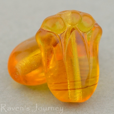 Tulip (12x8mm) Amber Transparent, 11 Strands of 25 Beads per Unit *Last Unit Remaining*