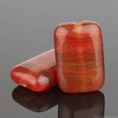 Rectangle (12x8mm) Topaz and Red Transparent Mix