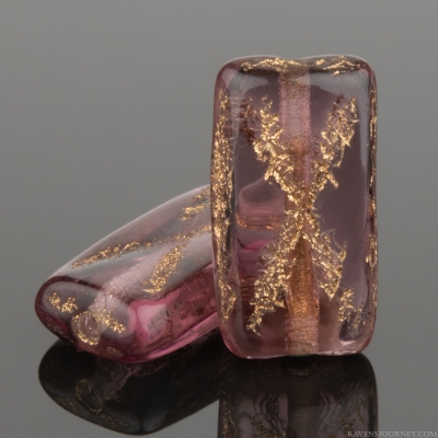 Rectangle with X (12X7mm) Amethyst Purple Transparent with Dark Bronze Wash