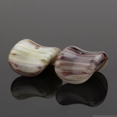 Nesting Beads (13x8) Moss Green and Purple Opaque Mix