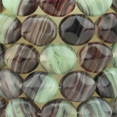 Oval with Cross (10X9mm) Mint Green and Amethyst Purple Opaline Mix
