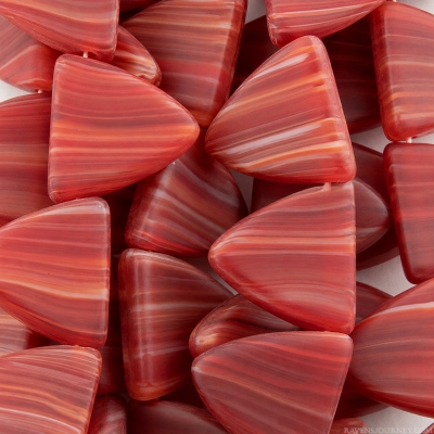 Triangle (13x13mm) Red Ruby Opaline and Ivory White Mix