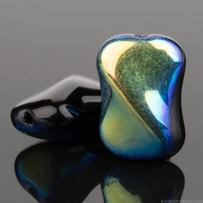 Rectangle with a Twist (15x10mm) Jet Black with Aurora Borealis Finish