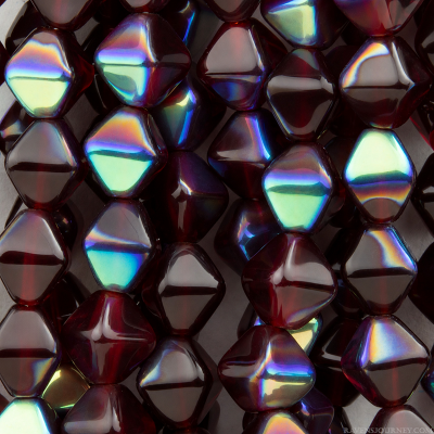 Bicone (6X6mm) Garnet Red Transparent with Aurora Borealis Finish