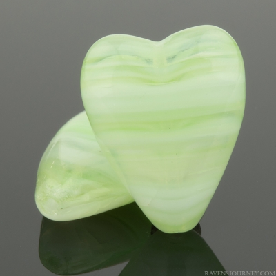 Elongated Heart (17x13mm) Green with Crystal Transparent and White Stripe Mix