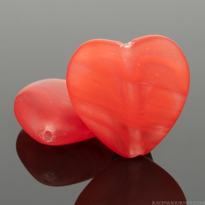 Heart (15mm) Red and Crystal Matte Mix