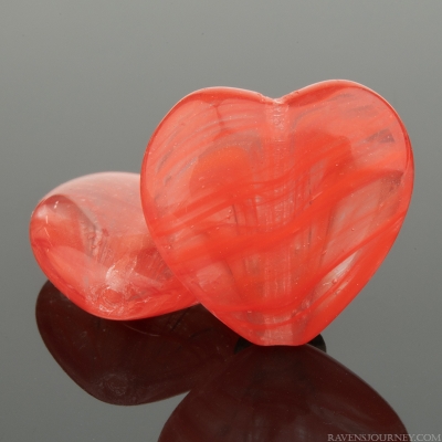Heart (16mm) Orange-Red and Crystal Mix