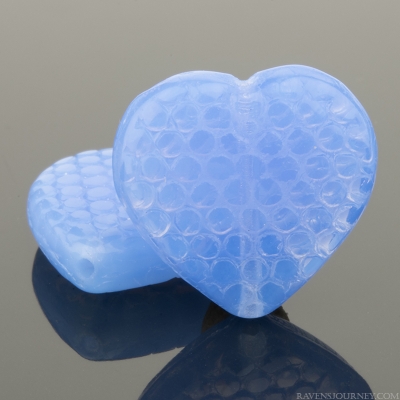 Dotted Heart (14mm) Sapphire Blue Opaline