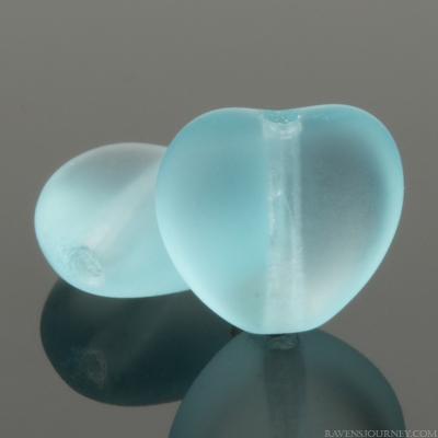 Small Heart (8mm) Aqua Blue Transparent Matte