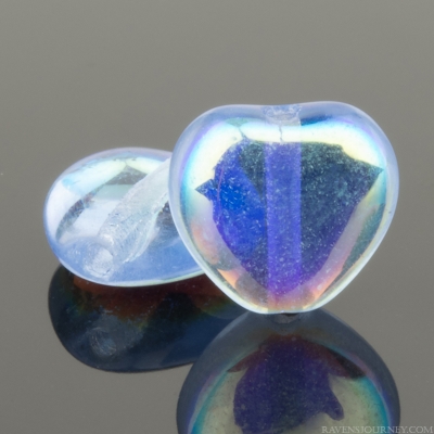 Small Heart (8mm) Sapphire Blue Transparent with Aurora Borealis Finish
