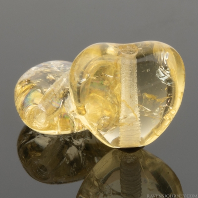 Small Heart (8mm) Light Yellow Amber Transparent "Crackled" Glass
