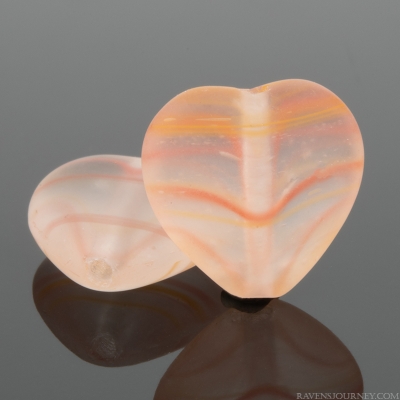 Heart (10mm) Orange, Red and Crystal Transparent Mix with Matte Finish