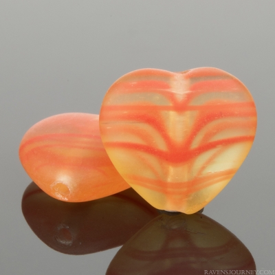 Heart (10mm) Orange and Light Green Transparent Mix with Matte Finish