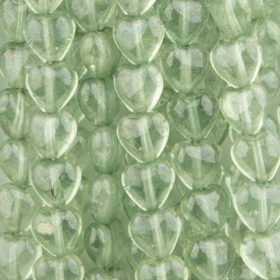 Small Heart (6mm) Light Sage Green Transparent Luster