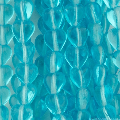 Small Heart (6mm) Aqua Blue Transparent, 335 LOOSE Beads per Unit *Last Unit Remaining*