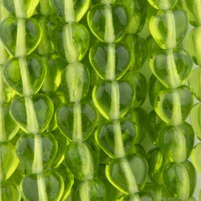 Small Heart (6mm) Olivine Green Transparent