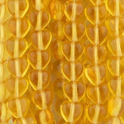 Small Heart (6mm) Light Amber Yellow Transparent