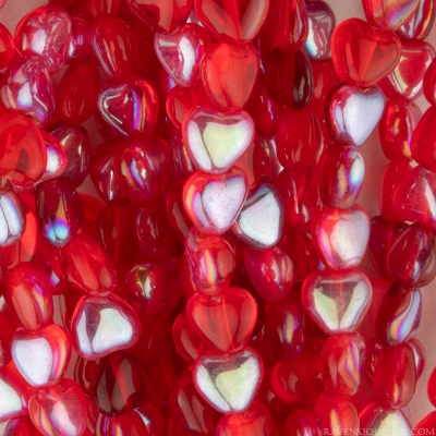 Small Heart (6mm) Ruby Red Transparent Aurora Borealis Finish