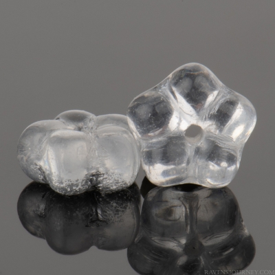 Center Drilled Flower Spacer (7x3mm) Crystal Transparent with Silver Finish (II)-osx