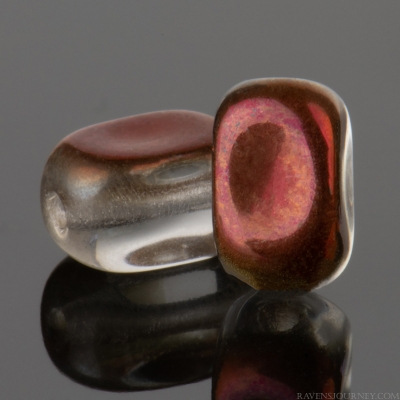 Four Sided Rice Bead (6x4mm) Crystal Transparent Orange Copper Half Coat Finish