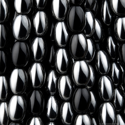 Oval (6X4mm) Jet Black with Silver Finish Half Coat