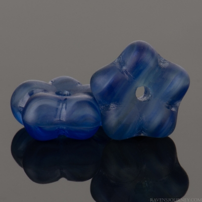 Center Drilled Flower Spacer (7x3mm) Cobalt Blue Transparent Matte
