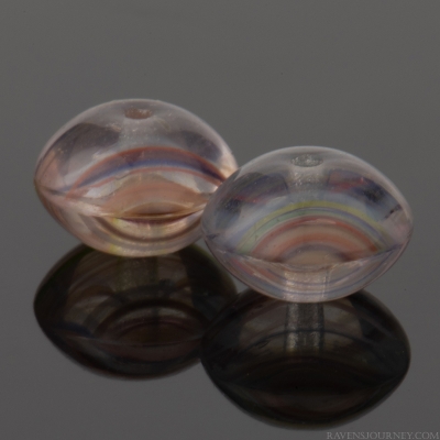 Pressed Rondelle (9x6mm) Grey, Purple, and Pink Transparent Stripe Mix