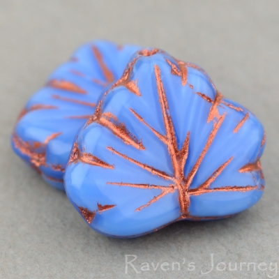 Maple Leaf (13x11mm) Blue Denim Silk with Copper Wash