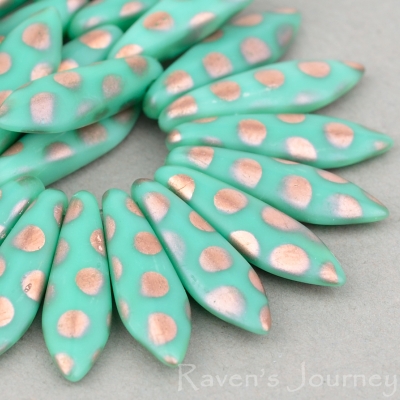Medium Dagger (16x5mm) Turquoise Opaque Matte with Copper Dot