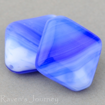 Flat Diamond (16x15mm) Cobalt Blue White Mix Opaque