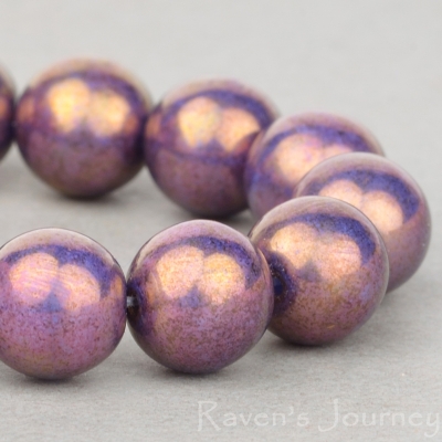 Pressed Round (8mm) Purple Green Luster Silk