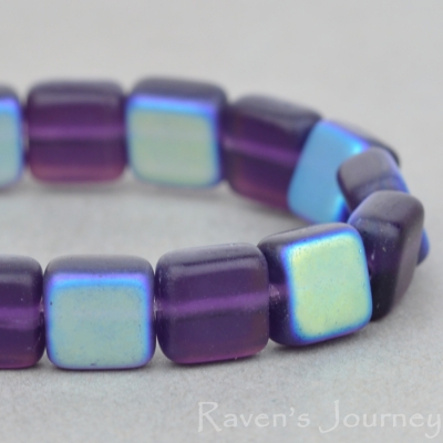 Pressed Square (6mm) Purple Transparent Matte with AB