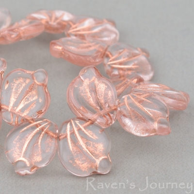 Wide Leaf (15x12mm) Crystal Transparent with Copper Wash