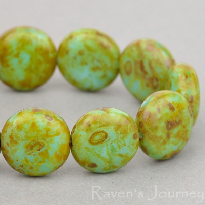 Lentil (10mm) Turquoise Silk with Picasso-osx