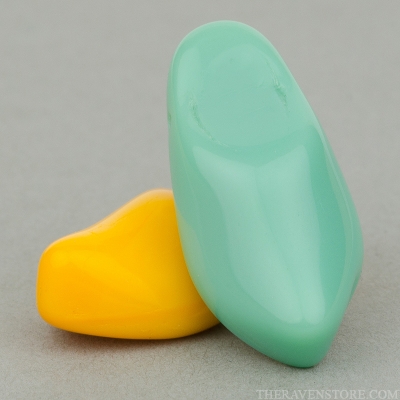 Dutch Clog (19x12mm) Mixed Beads Turquoise and Yellow Opaque