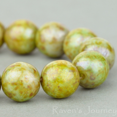 Pressed Round (8mm) Greenstone Finish Opaque