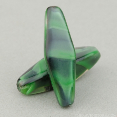 4 Sided Spindle (21x8mm) Green Tiger's Eye Opaque