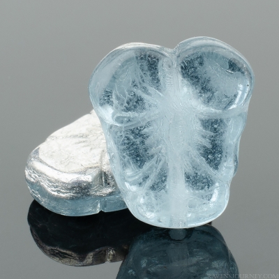 Pansy (13x11mm) Alexandrite Blue Transparent with Silver Half Coat Finish