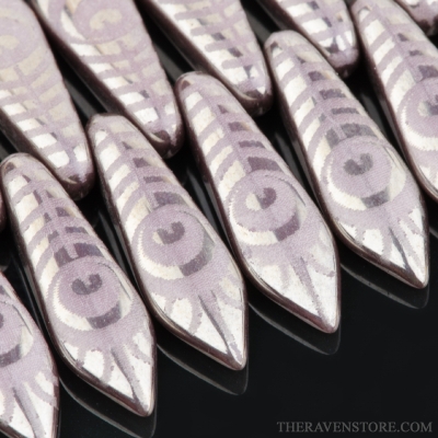 Medium Dagger (16x5mm) Purple Opaque with Chrome Finish and Laser Etched Peacock Design